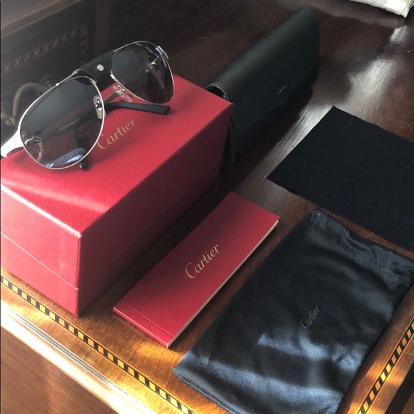 Cartier Accessories - Cartier Sunglasses Santos Dumont Silver Gold